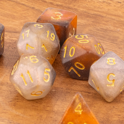Clear Autumn | Acrylic Dice Set | Soft Edge | 7 Piece Set