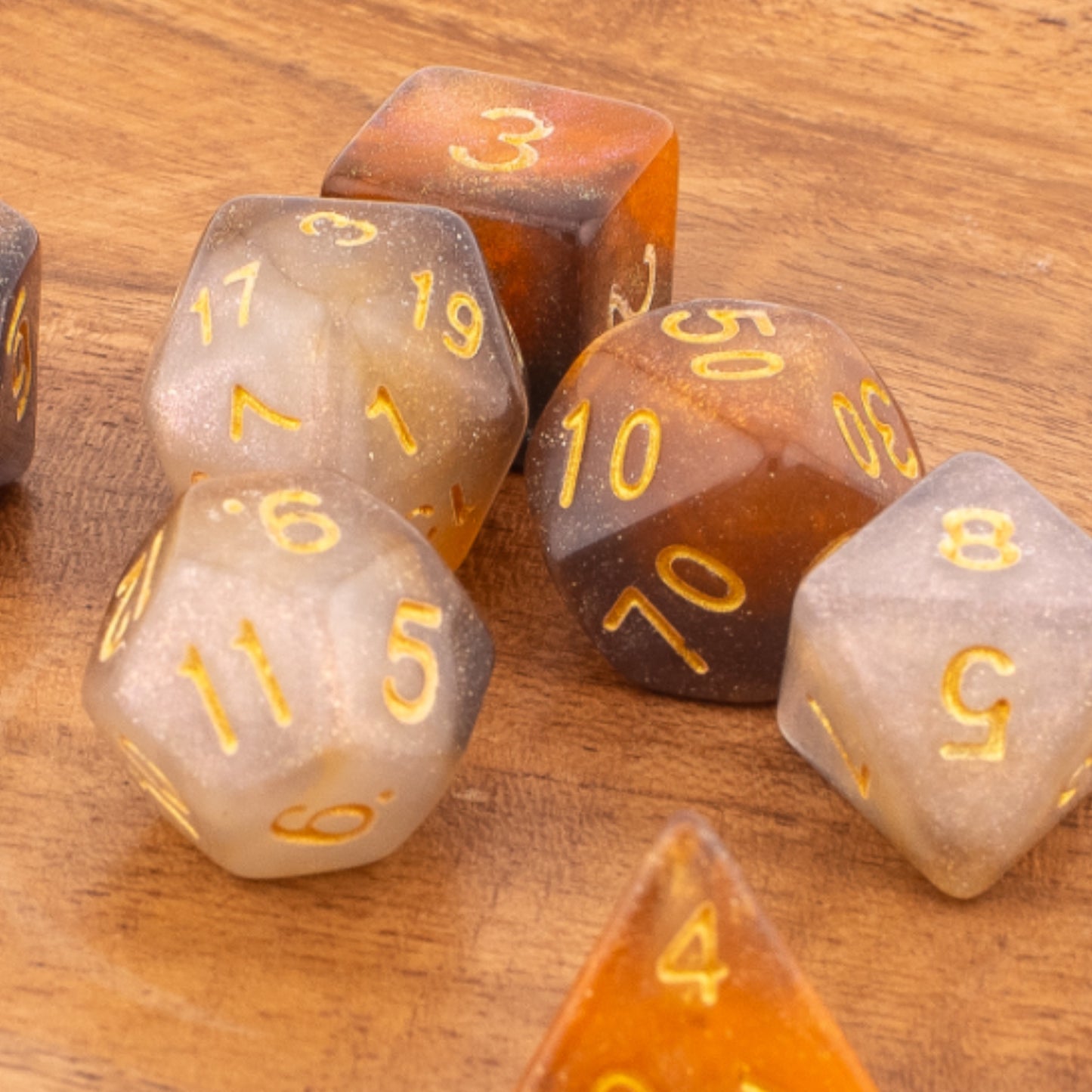 Clear Autumn | Acrylic Dice Set | Soft Edge | 7 Piece Set