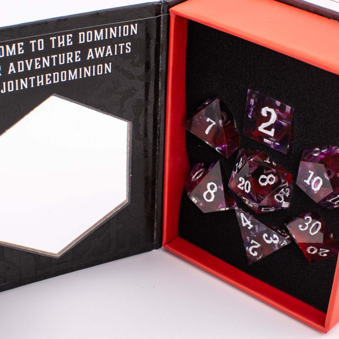 Ethereal Rose Swirl | Sharp Edge Resin Dice | 7 Piece Set