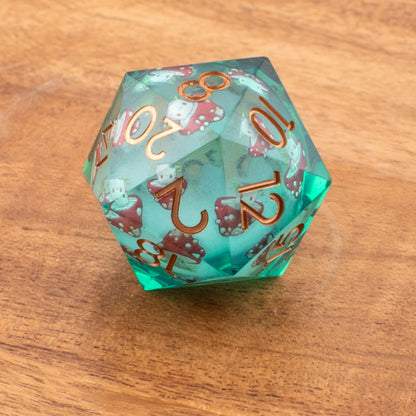 Mushie Colony | Oversized 33mm Liquid Core Dice | Resin | Single D20