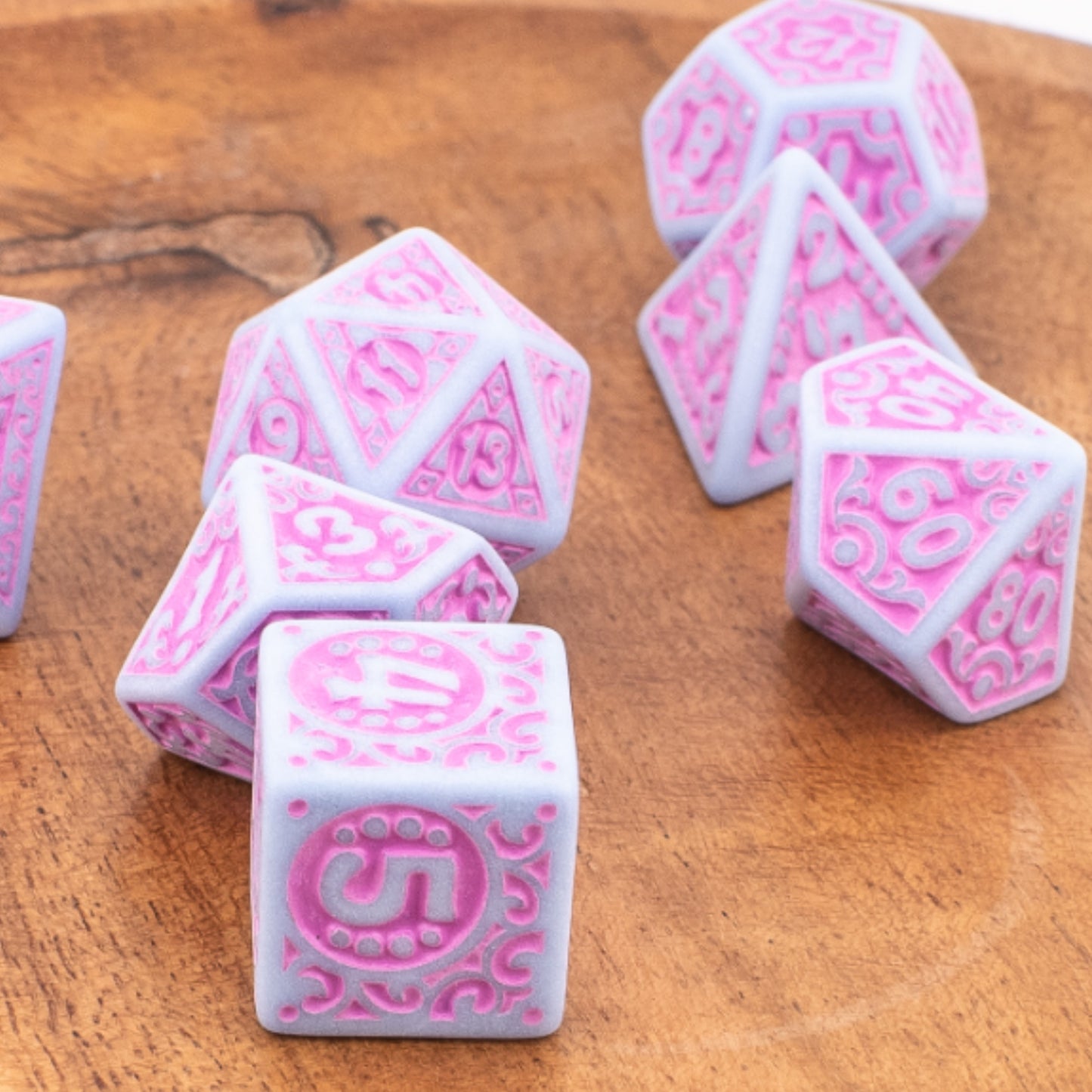 Royal Blossom | Soft Edge Acrylic Dice | 7 Piece Set