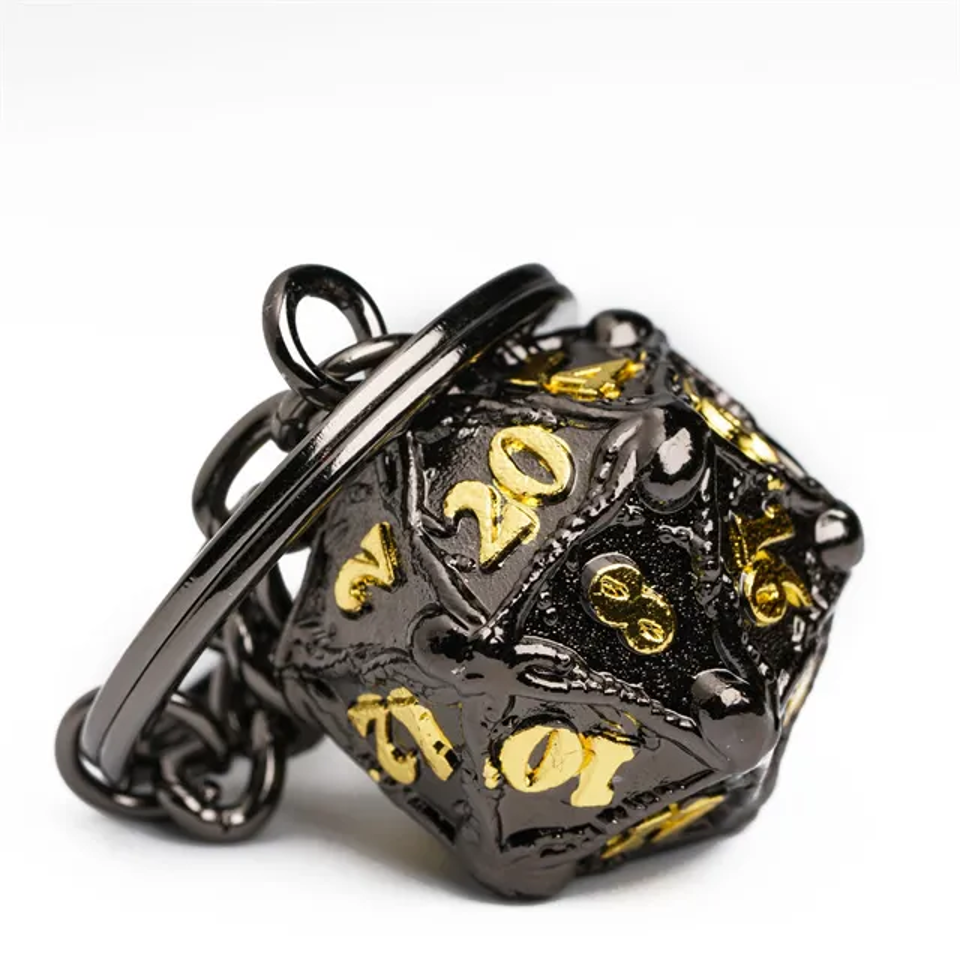 Keyring | Black/Gold | Metal D20