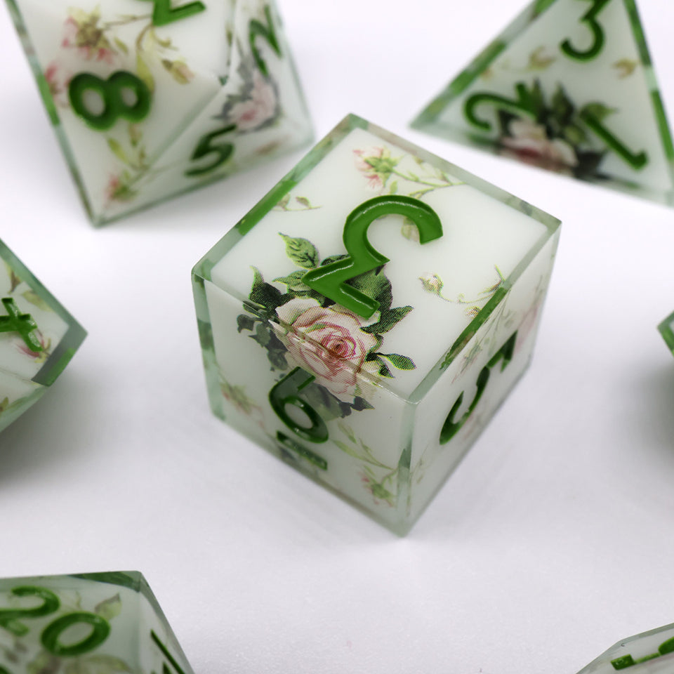 Floral Notes | Art Core Dice| 7 Piece Set