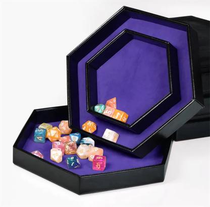 Tray of Fates | Hexagonal Dice Tray | Blue Felt