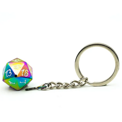 Keyring | Rainbow Metal | Polished D20