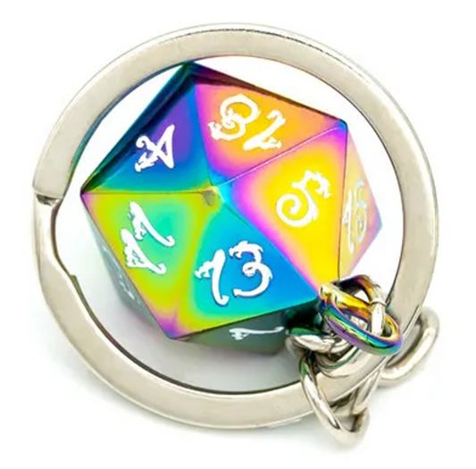 Keyring | Rainbow Metal | Polished D20