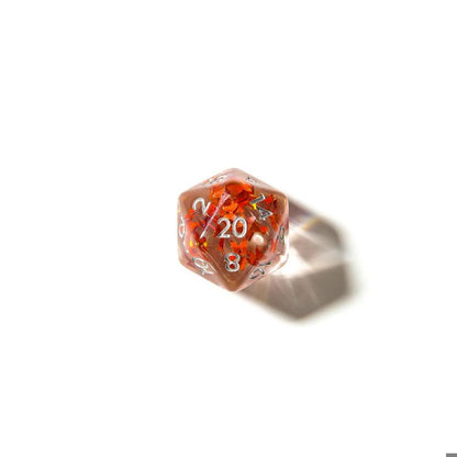 Orange Butterfly | Resin Inclusion Dice | 7 Piece Set