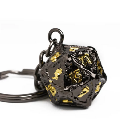 Keyring | Black/Gold | Metal D20