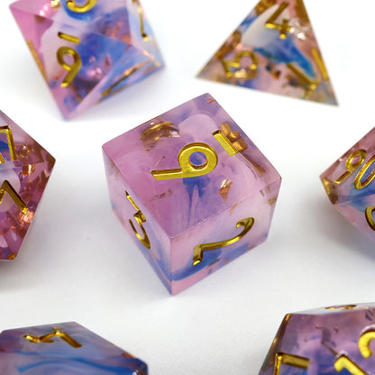 Unicorn Cream | Sharp Edge Dice | 7 Piece Set