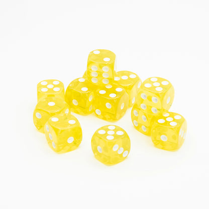 16mm D6 | Transparent Yellow | Round Edge | 12 Pack