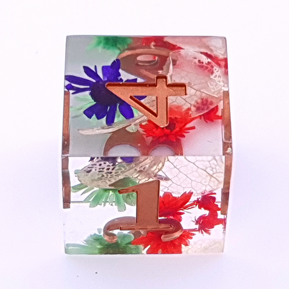 Clearly Flowers | Sharp Edge Dice | 7 Piece Set