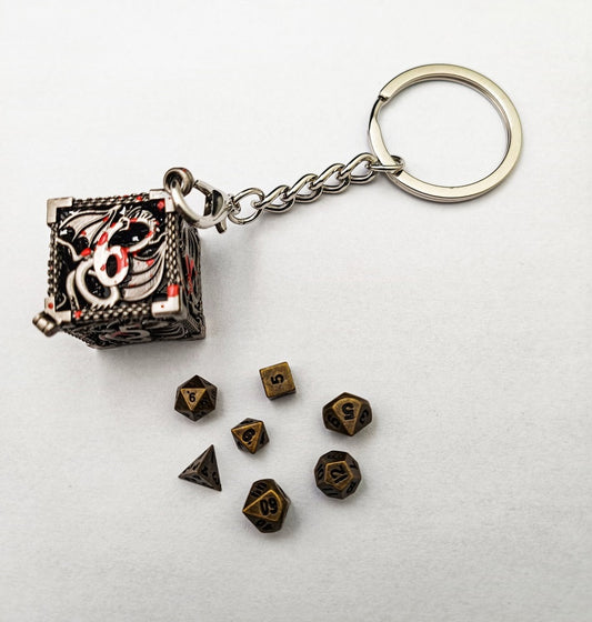 Wyvern's Vault | D6 Keyring w/Mini Dice | Blood Spatter