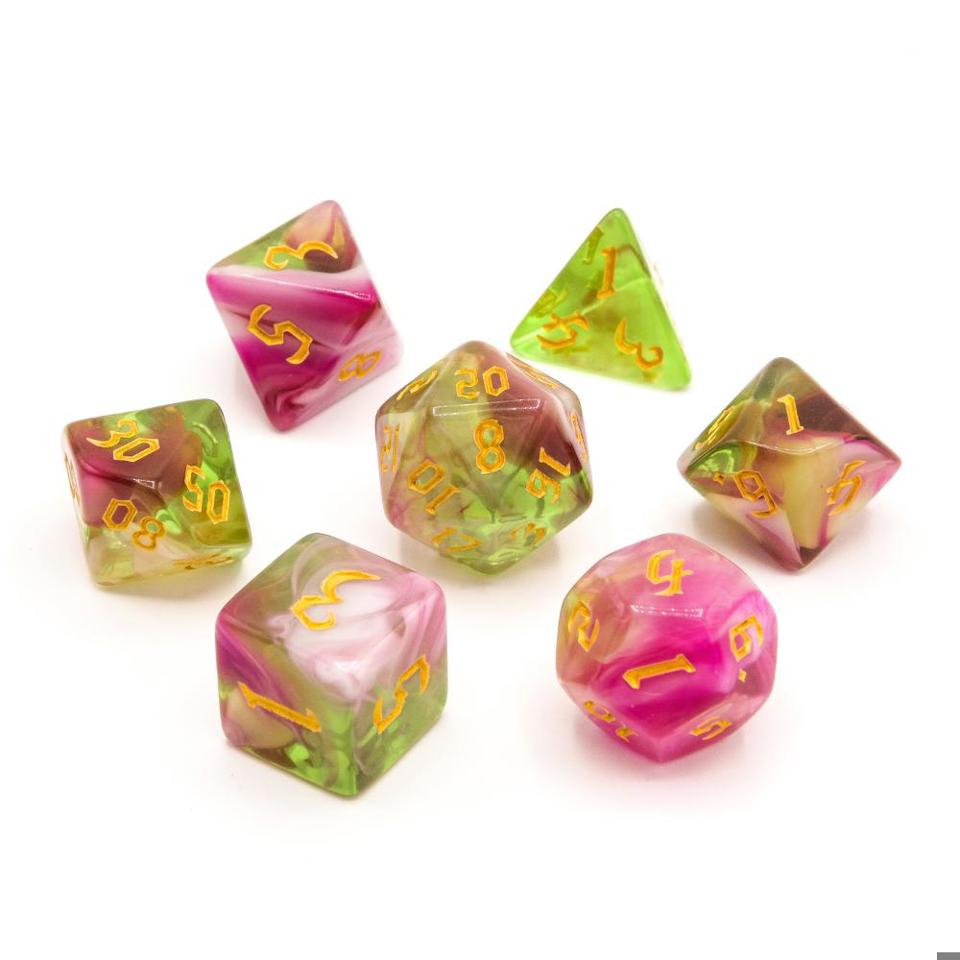 Springtime Swirl | Acrylic Dice | 7 Piece Set