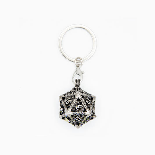 Wyvern's Vault | D20 Keyring w/Mini Dice | Nickel